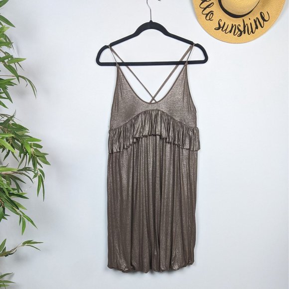 Stella McCartney Bronze Metallic Bubble Hem Dress 4 - Picture 2 of 7